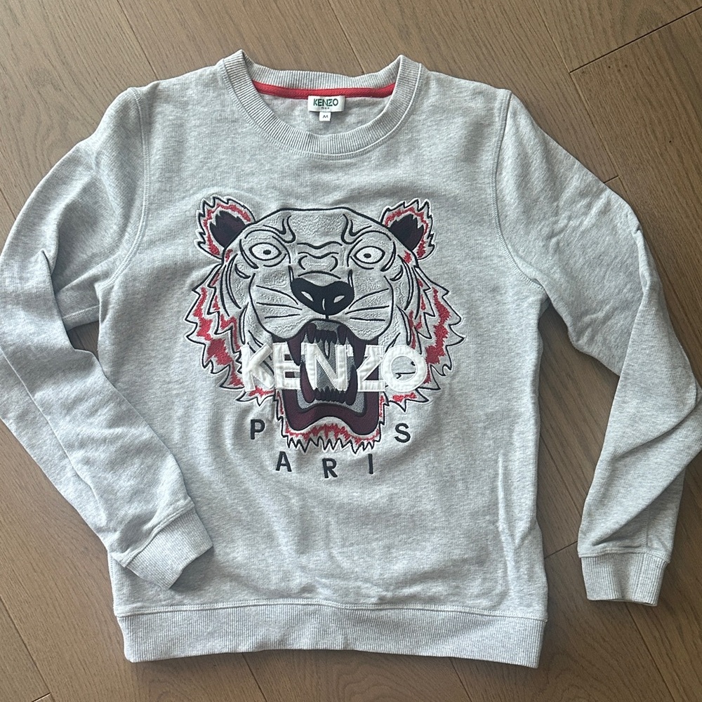 Kenzo Light Gray Tiger Graphic Crewneck Sweater